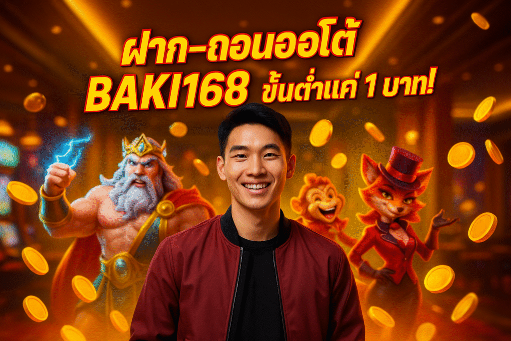 ฝาก-ถอนออโต้ BAKI168 ขั้นต่ำแค่ 1 บาท!